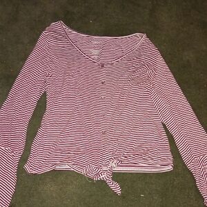 Arizona Jean Company Red and White Striped Long Sleeve Top
